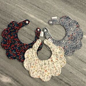 Set of 3 Liberty of London Scalloped Baby Bib Collars - Handmade